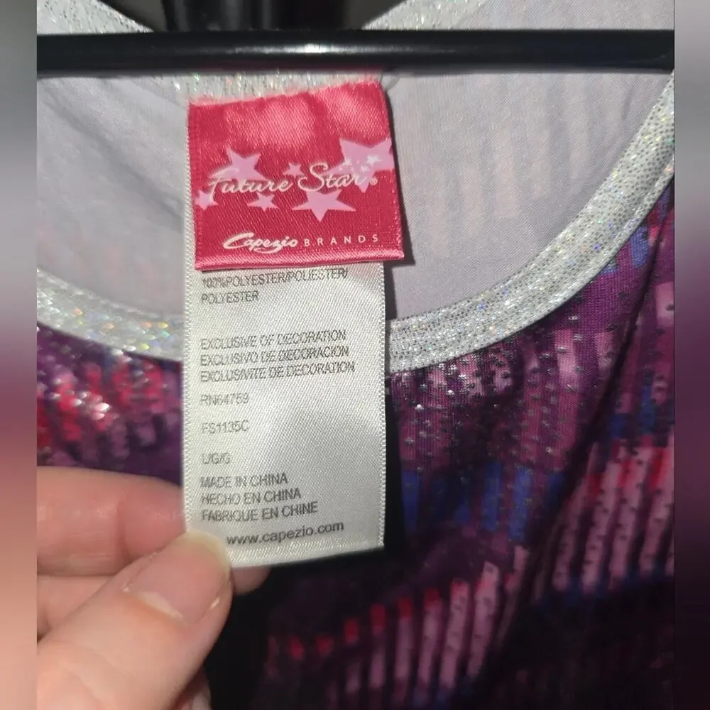 Pink and Purple Patterned Leotard Girls Large GUC